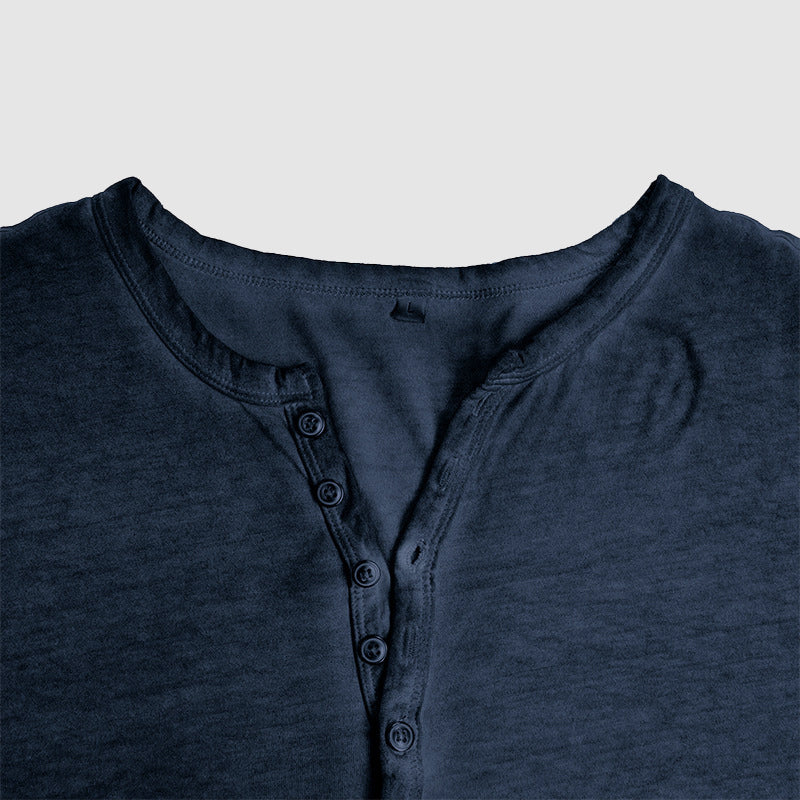 Evelyn | Classic Long Sleeve Button-Up Henley Shirt For Men