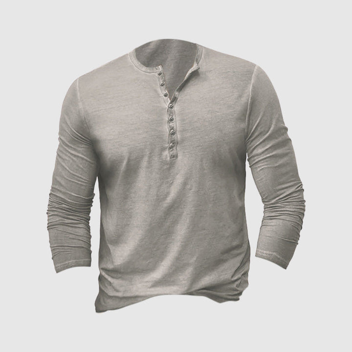 Celeste | Classic Long Sleeve Button Henley Shirt