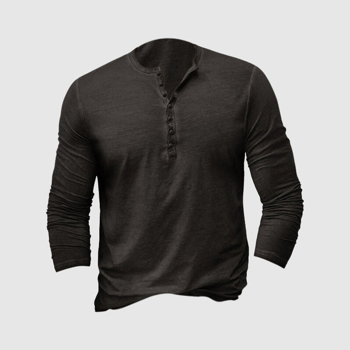 Celeste | Classic Long Sleeve Button Henley Shirt