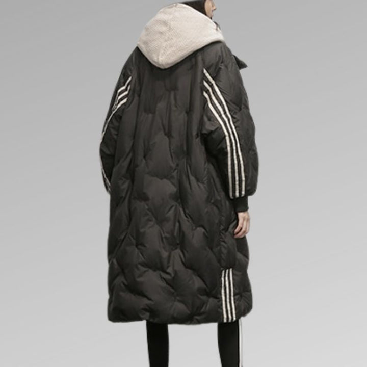 Willa | Elegant Long Hooded Down Coat With Quilted Design