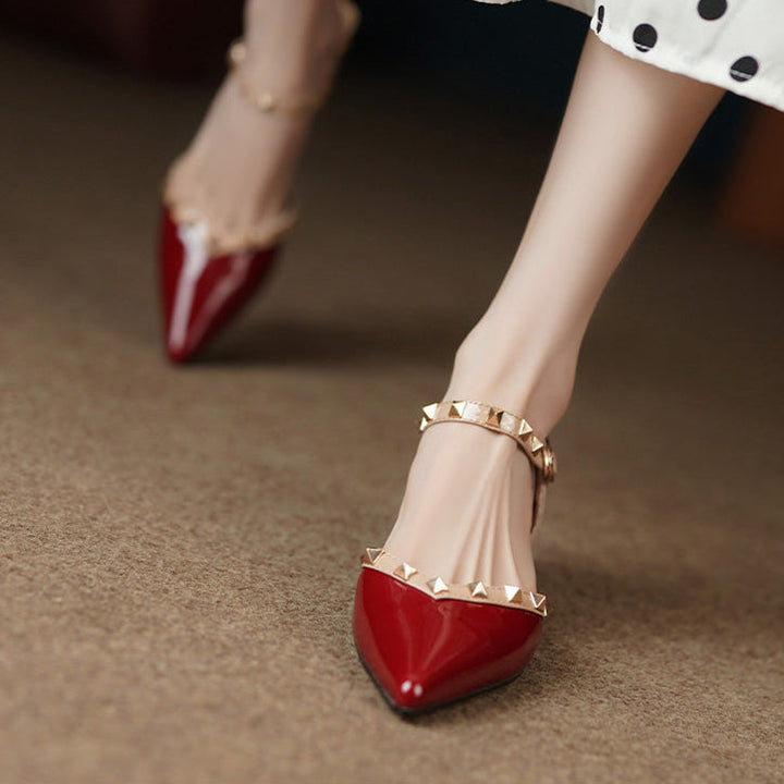 Rosanna | Studded Pointed Toe Block Heel Pumps