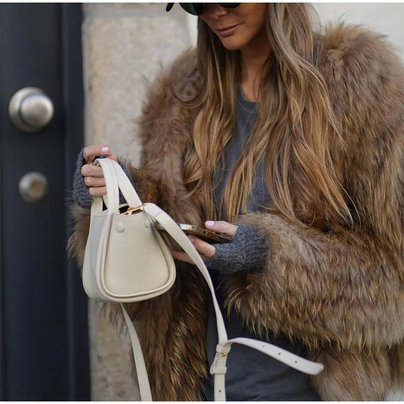 Tessa | Chic Brown Faux Fur Jacket Women Warm Autumn Winter Coat
