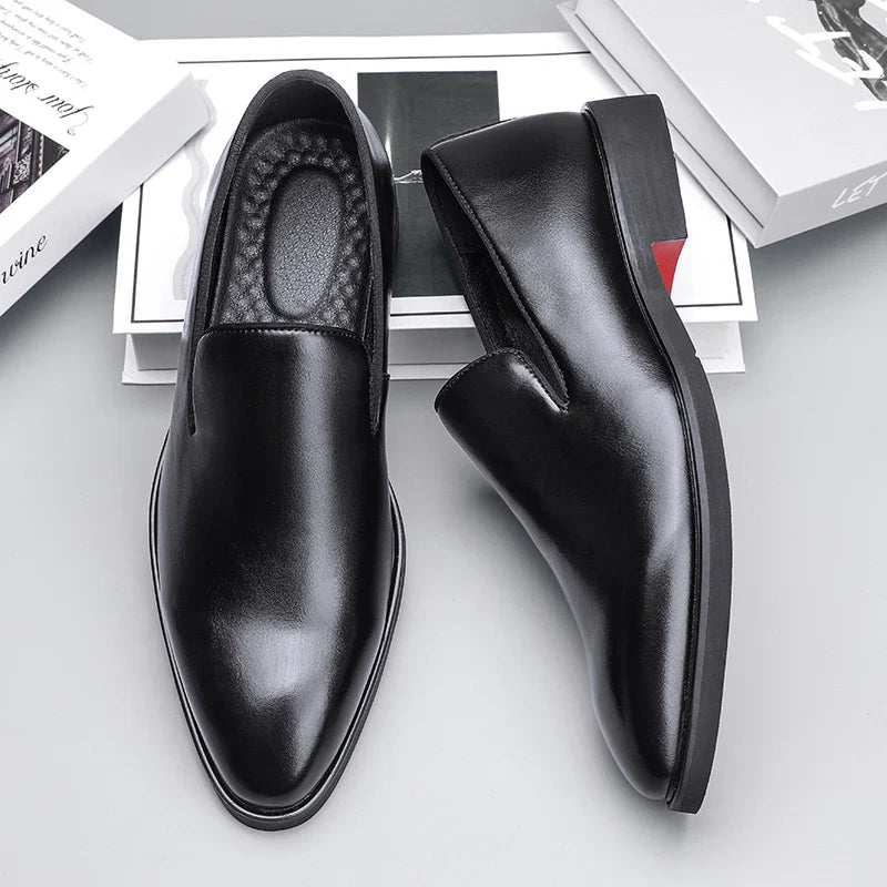 Eleanore | Sleek Black Leather Slip-On Loafers For Men