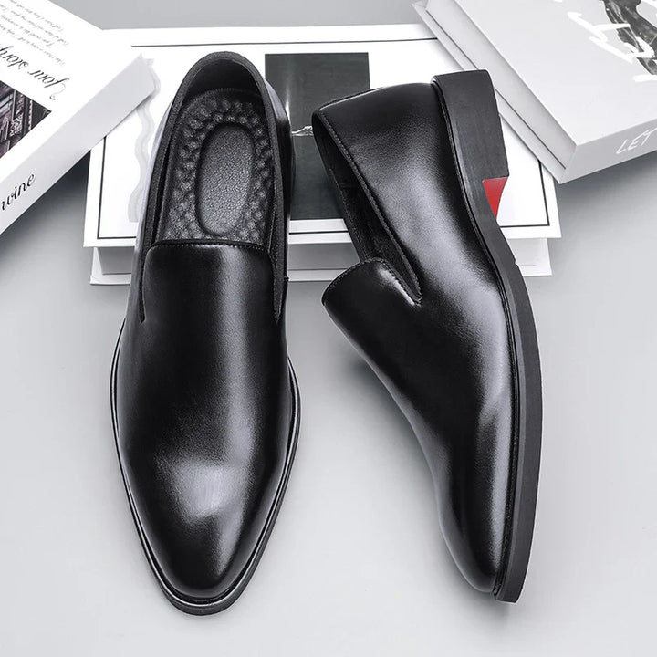 Eleanore | Sleek Black Leather Slip-On Loafers For Men