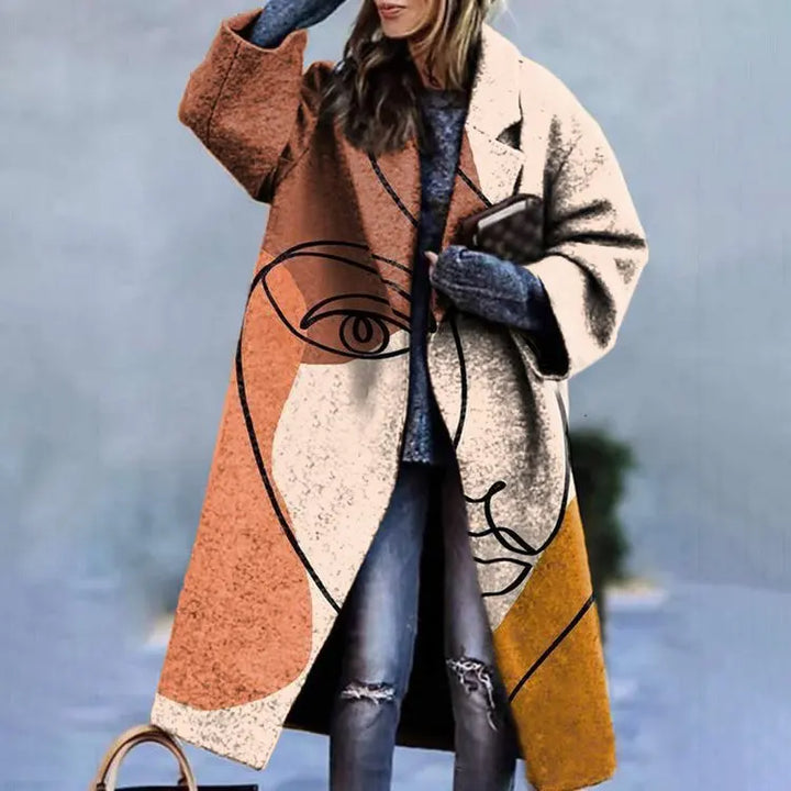 Evy | Stylish Oversized Wool Blend Checkered Long Coat