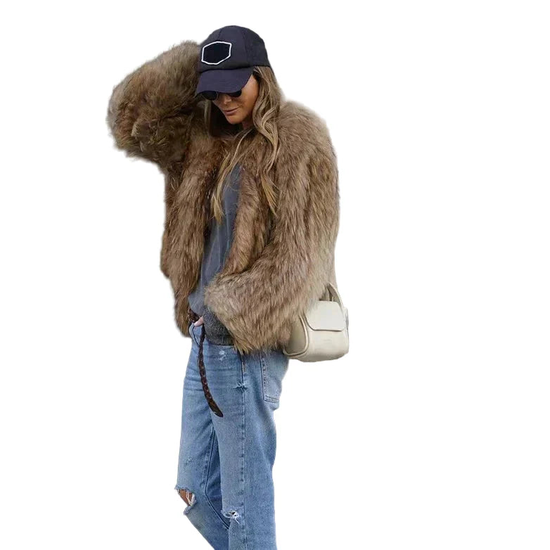 Tessa | Chic Brown Faux Fur Jacket Women Warm Autumn Winter Coat