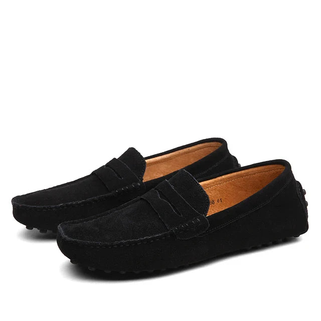 Marcus | Elegant Navy Suede Slip-On Loafers Men