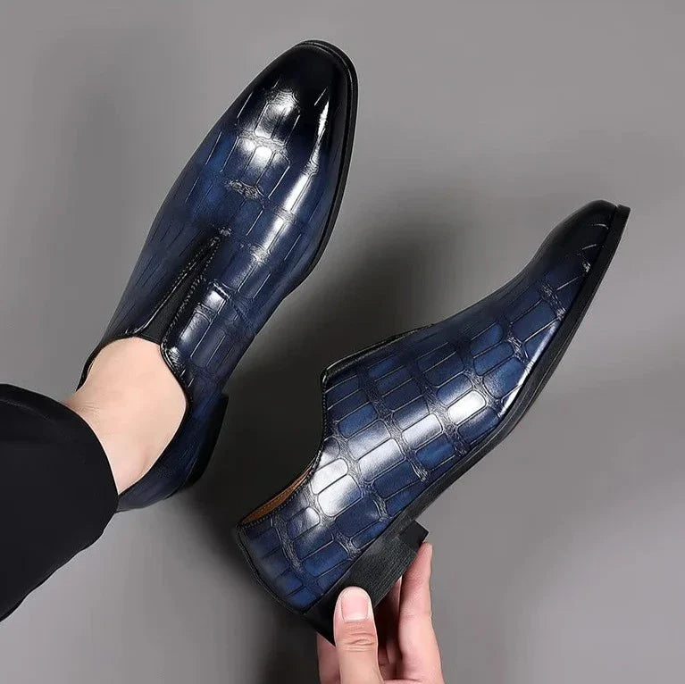 Margot | Elegant Crocodile Pattern Leather Dress Loafers