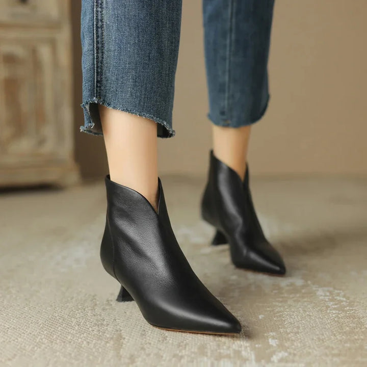 Vanguard | Elegant Pointed Toe Kitten Heel Boots