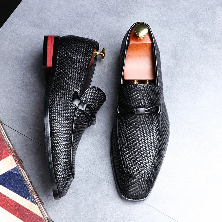 Naomi | Elegant Woven Leather Oxford Loafers For Men