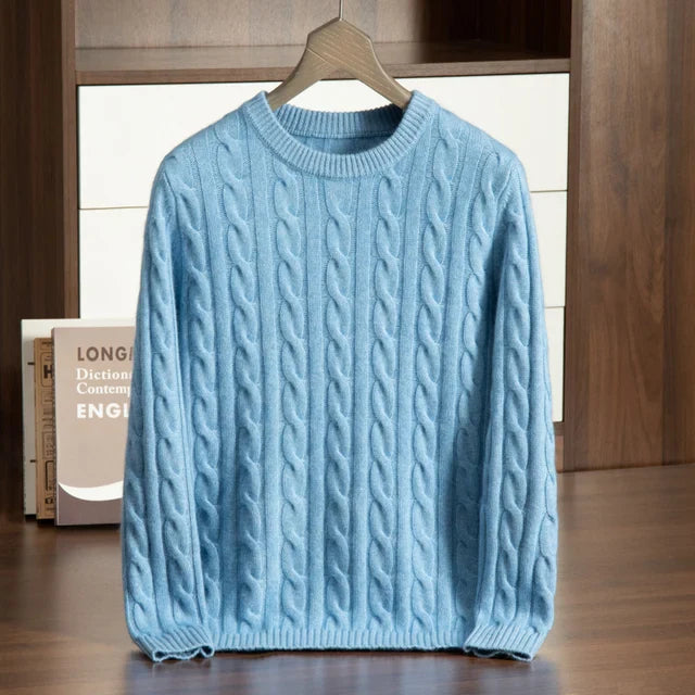 Cordelia | Elegant Cable Knit Cashmere Crew Neck Sweater