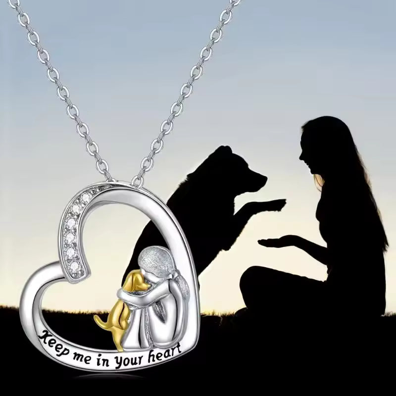 Serena | Elegant Heart Dog Memorial Pendant Necklace Silver