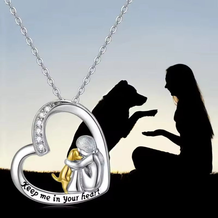 Serena | Elegant Heart Dog Memorial Pendant Necklace Silver