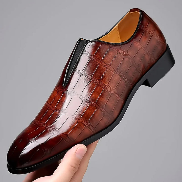 Margot | Elegant Crocodile Pattern Leather Dress Loafers