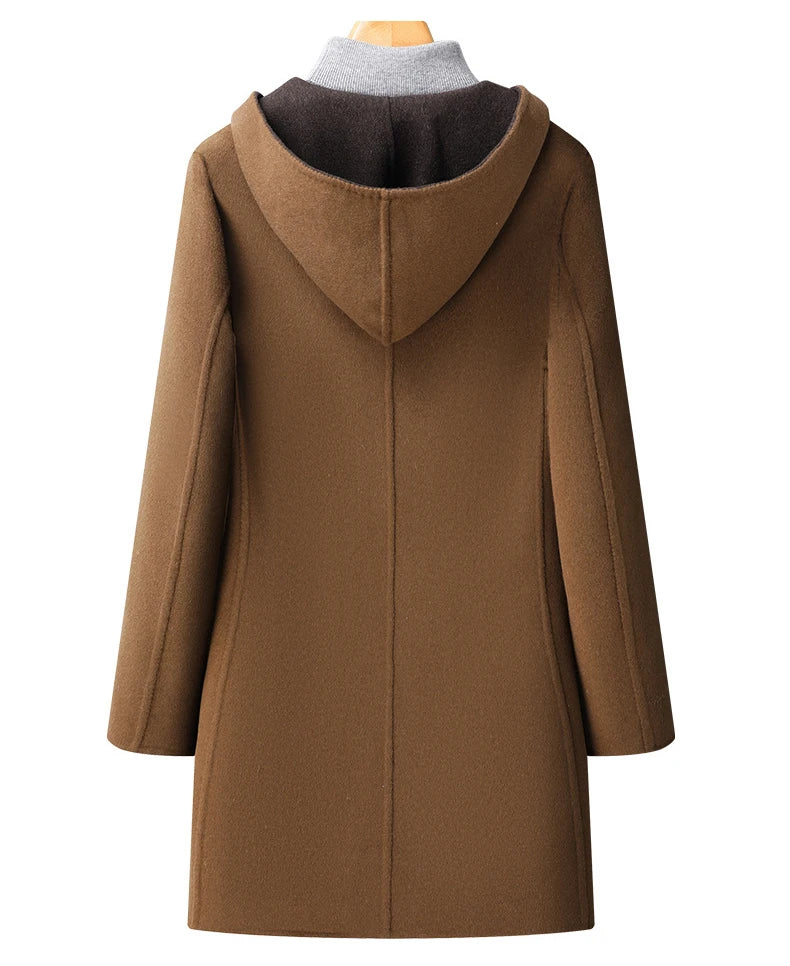 Wren | Elegant Hooded Wool Overcoat With Mid-Length Silhouette