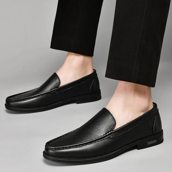 Margot | Elegant Black Genuine Leather Slip-On Loafers
