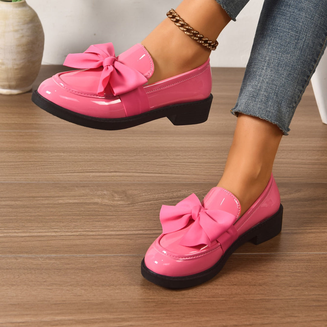 Tessa | Elegant Patent Leather Bow Loafers With Platform Sole