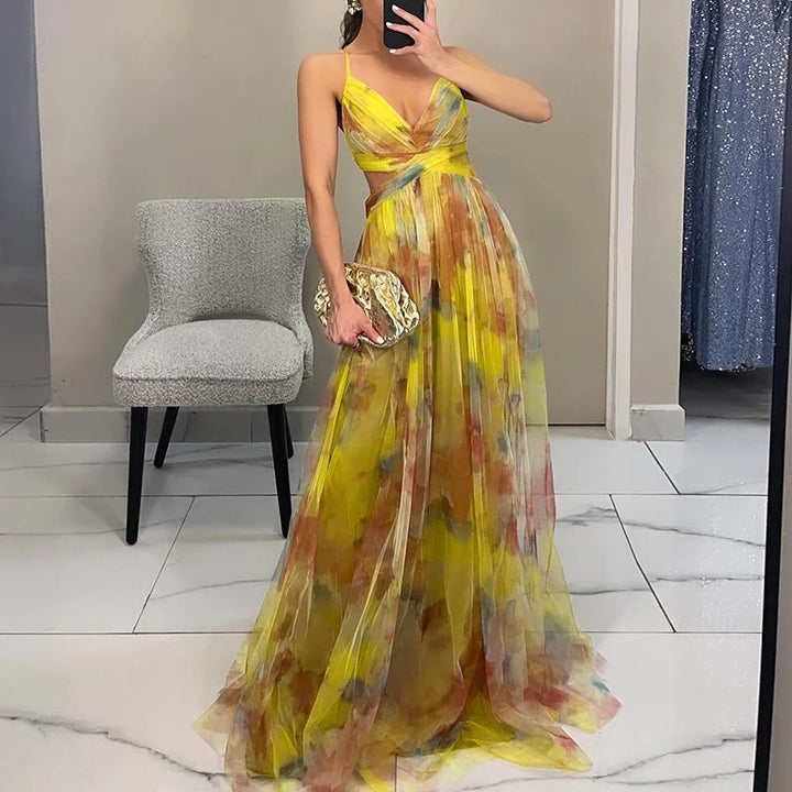 Westlake | Elegant V-Neck Floral Print Maxi Dress
