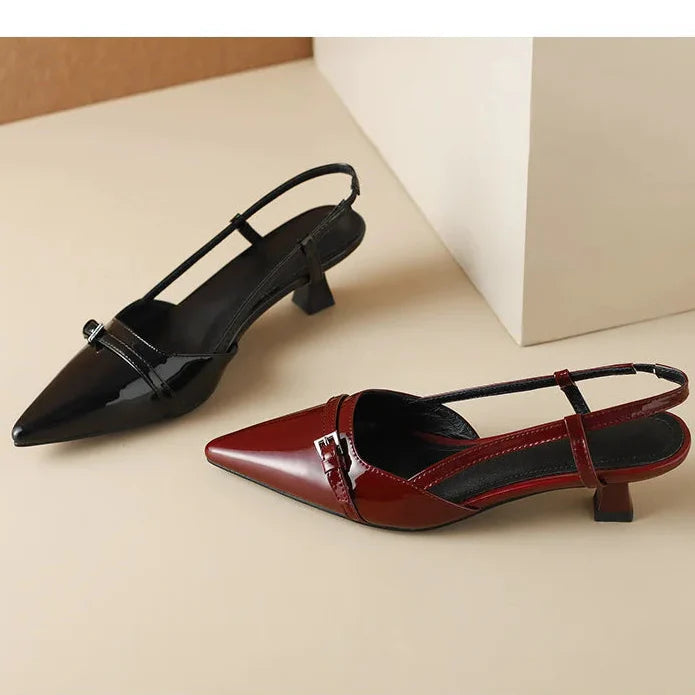 Tessa | Chic Pointed Toe Slingback Kitten Heels