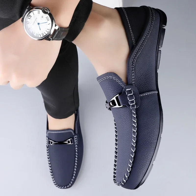Elena | Sleek Men's Leather Bit Loafers With Hand-Stitched Detail