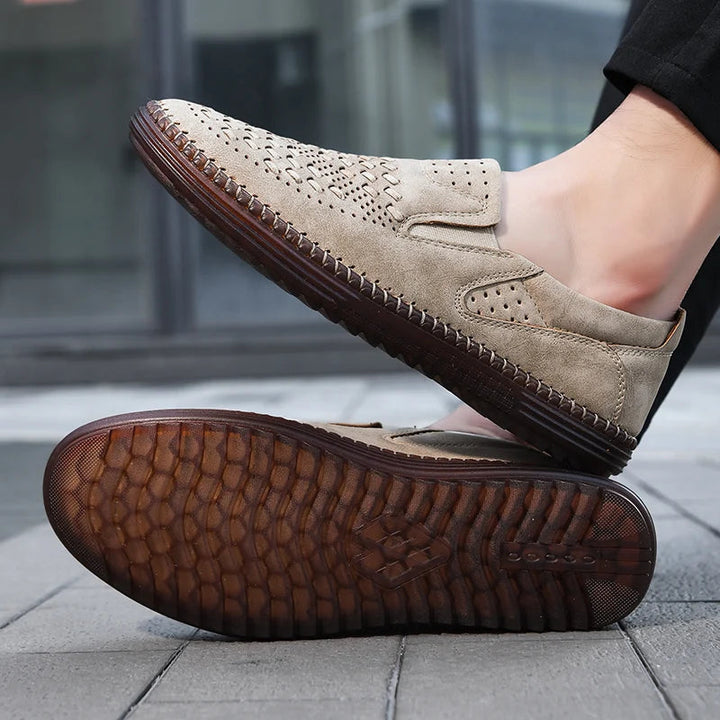 Elyse | Stylish Perforated Leather Slip-On Loafers For Men