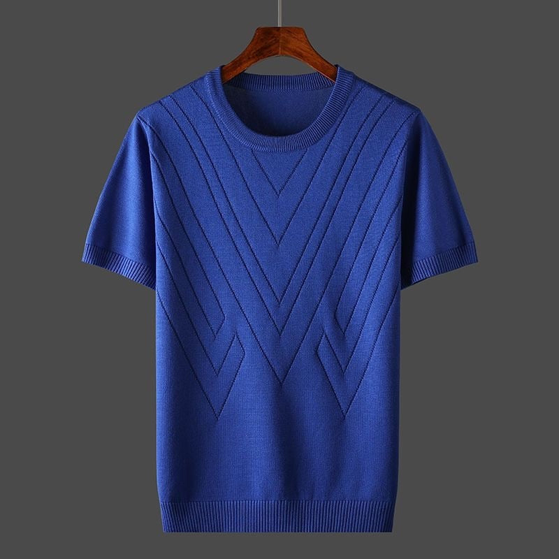 Julian | Luxury Green Cashmere Short Sleeve Knit Sweater Men