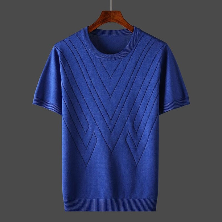 Julian | Luxury Green Cashmere Short Sleeve Knit Sweater Men