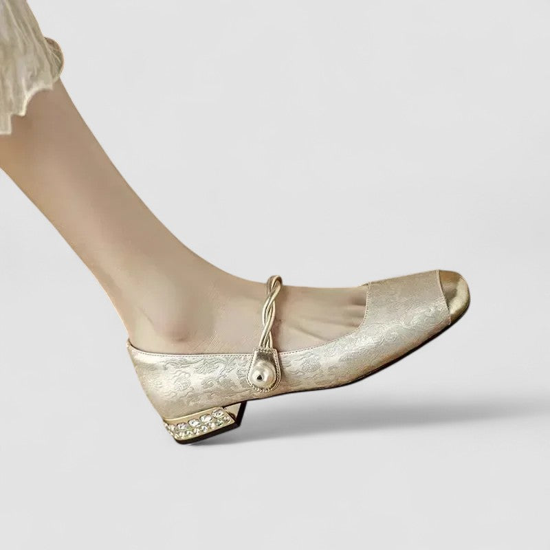 Tabitha | Chic Pearl Embellished Mary Jane Block Heel Shoes