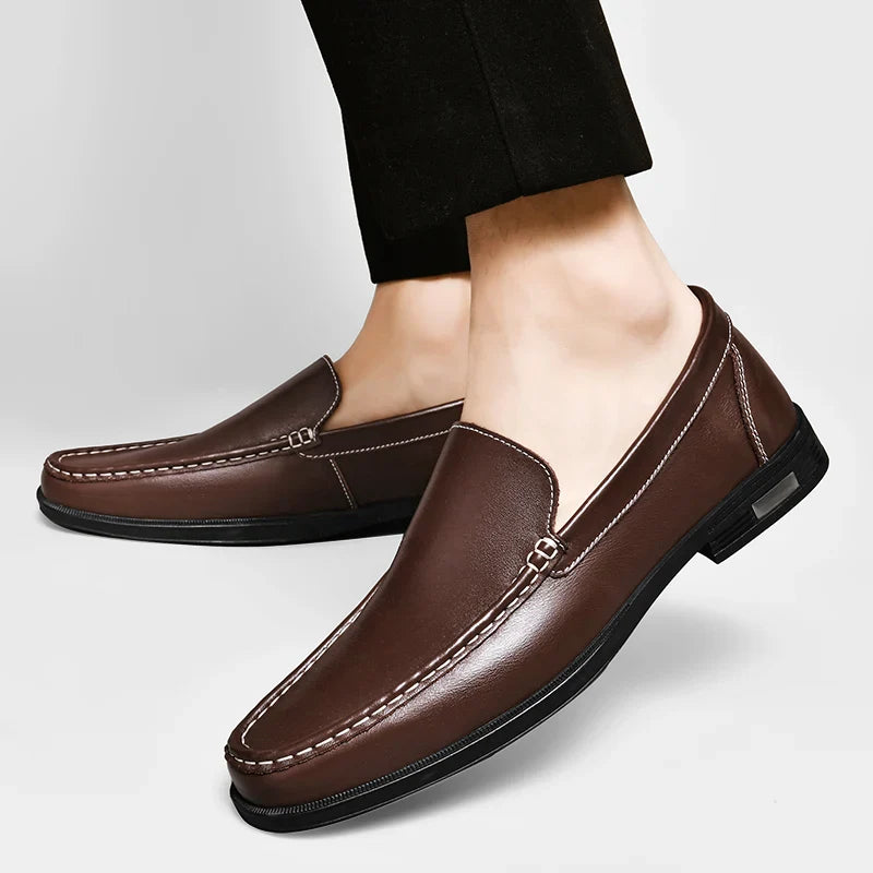 Margot | Elegant Black Genuine Leather Slip-On Loafers