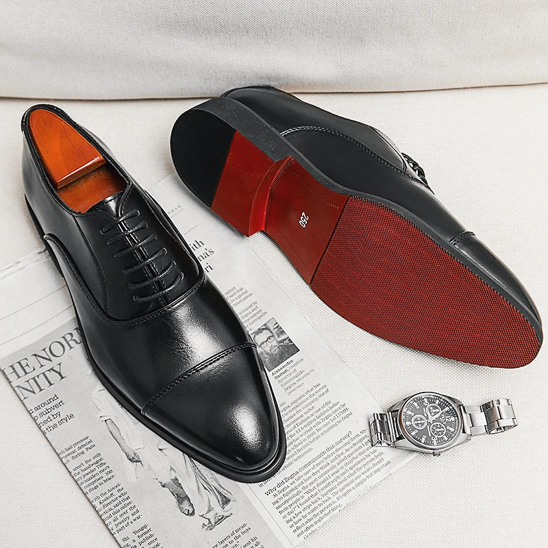 Raphael | Elegant Italian Oxford Dress Shoes With Red Sole