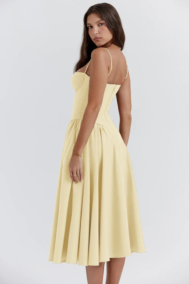 Camille | Elegant Sweetheart Midi Dress With Corset Silhouette