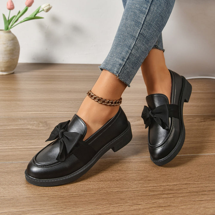 Tessa | Elegant Patent Leather Bow Loafers With Platform Sole