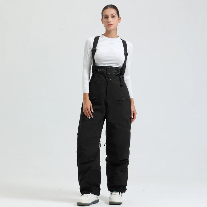 Phoebe | Stylish Unisex Beige Ski Bib Pants With Suspenders