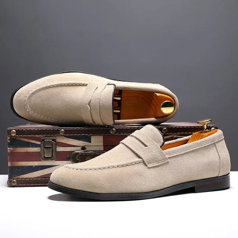 Montgomery | Elegant Green Suede Penny Loafers Men