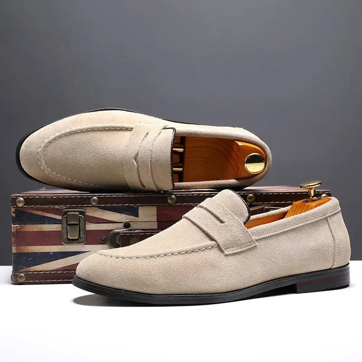 Montgomery | Elegant Green Suede Penny Loafers Men