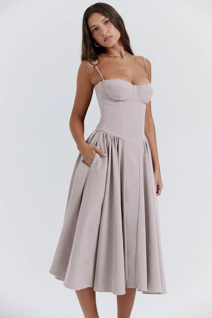 Clara | Elegant Structured Bustier Midi Dress