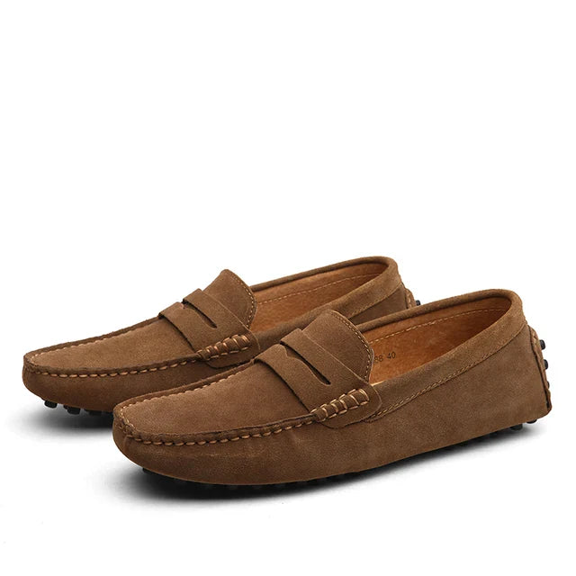 Marcus | Elegant Navy Suede Slip-On Loafers Men
