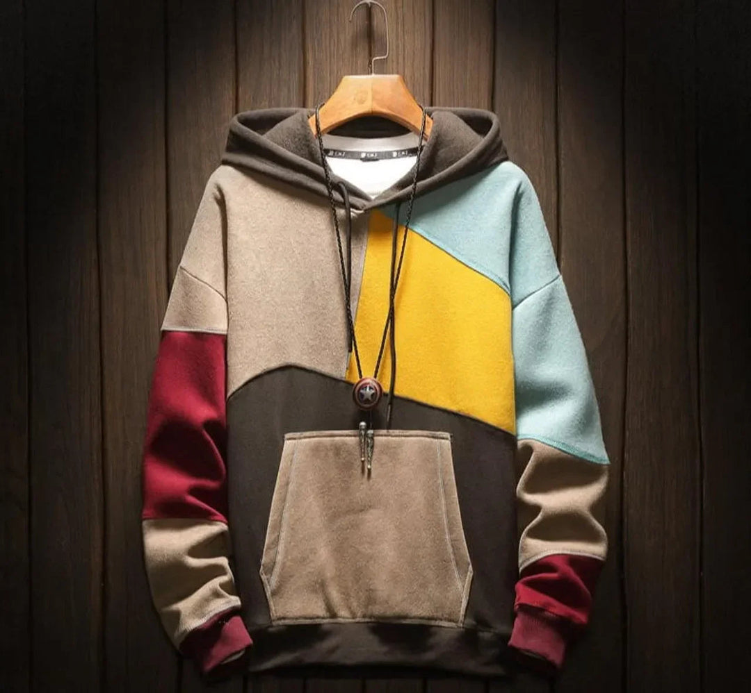 Rosie | Stylish Color Block Pullover Hoodie With Kangaroo Pocket