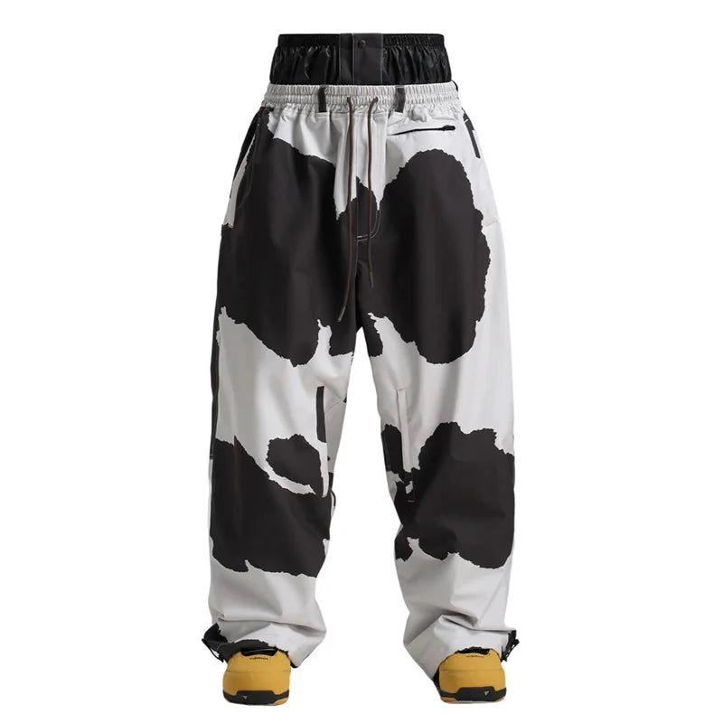 Phoebe | Stylish Baggy Cargo Snow Pants With Cow Print