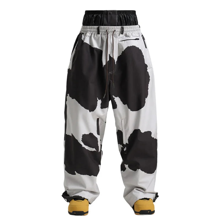 Phoebe | Stylish Baggy Cargo Snow Pants With Cow Print
