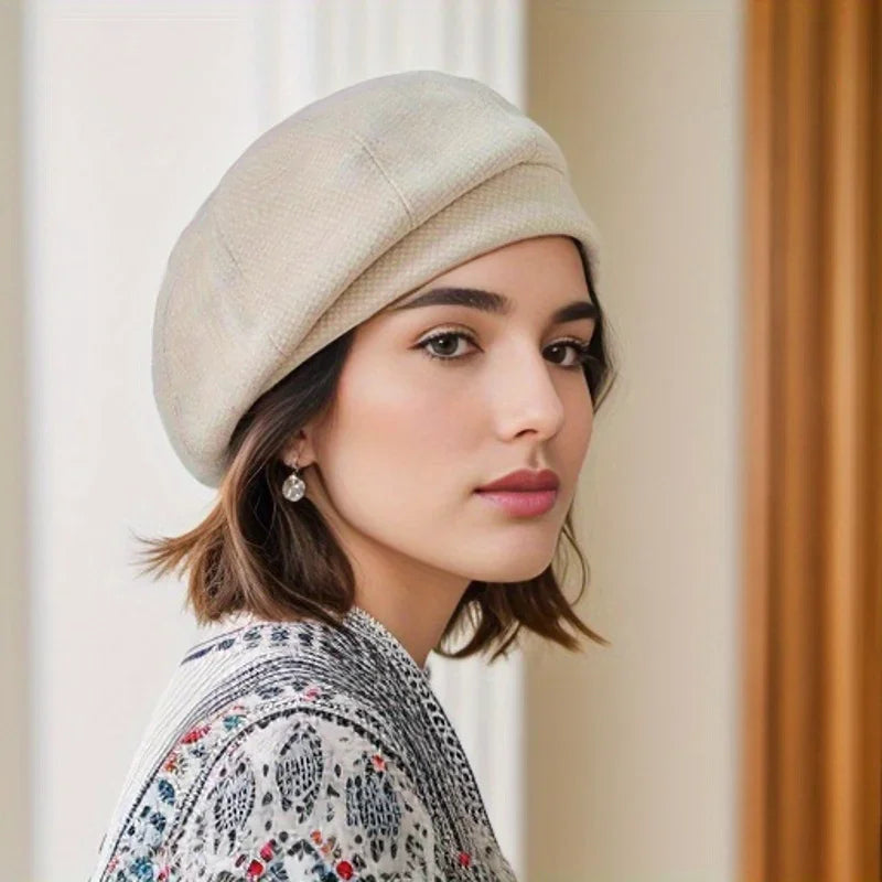Phoebe | Elegant Houndstooth Check Pattern Beret Hat