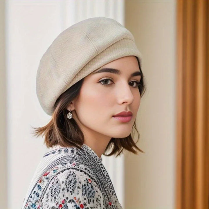Phoebe | Elegant Houndstooth Check Pattern Beret Hat