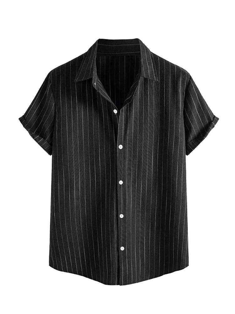 Dante | Effortless Striped Short Sleeve Button Up Shirt Men
