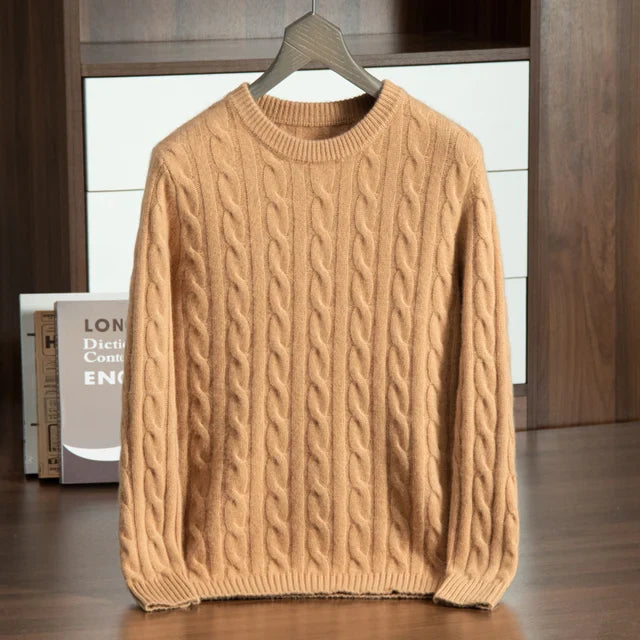 Cordelia | Elegant Cable Knit Cashmere Crew Neck Sweater