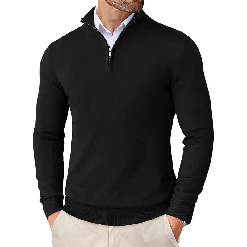 Wellington | Sleek Men's Quarter Zip Pullover Sweater