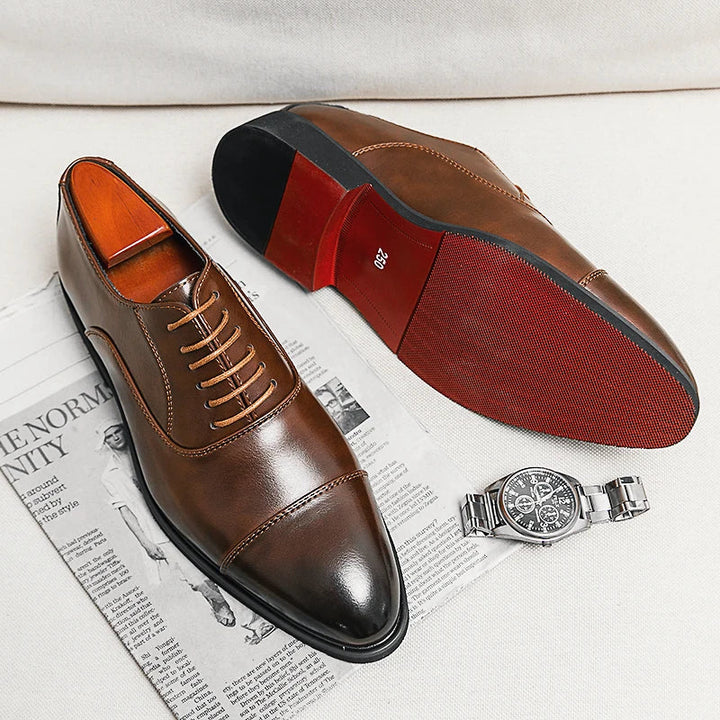 Raphael | Elegant Italian Oxford Dress Shoes With Red Sole