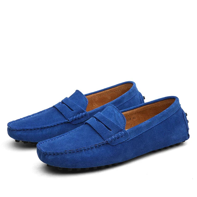 Marcus | Elegant Navy Suede Slip-On Loafers Men