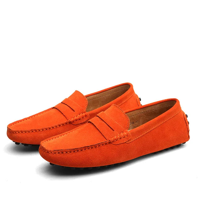 Marcus | Elegant Navy Suede Slip-On Loafers Men