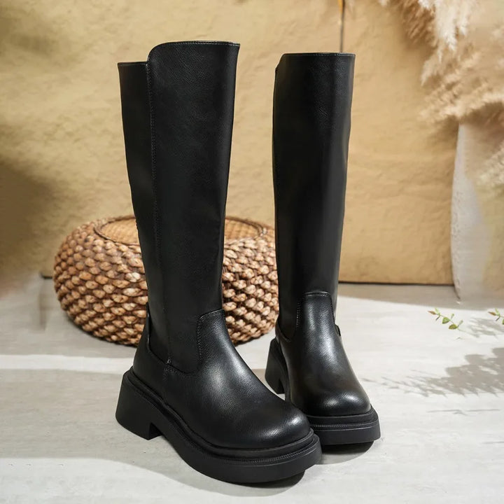 Beatrice | Women’s Leather Knee-High Boots with Heels