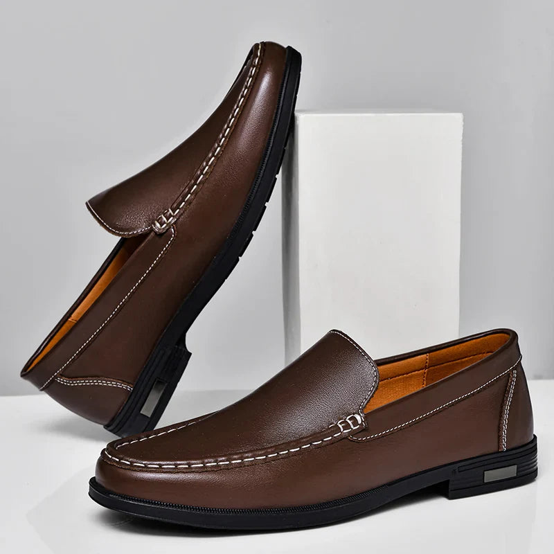 Margot | Elegant Black Genuine Leather Slip-On Loafers